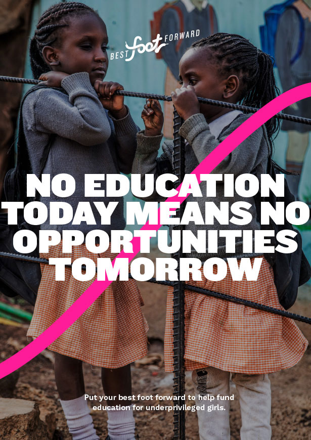 Poster of two young African schoolgirls with the headline "No Education Today Means No Opportunities Tomorrow" | Studio Alto
