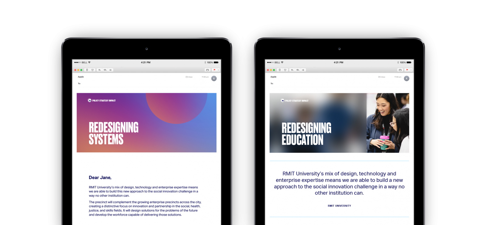 Two RMIT PSI eDMs side by side on iPad screens